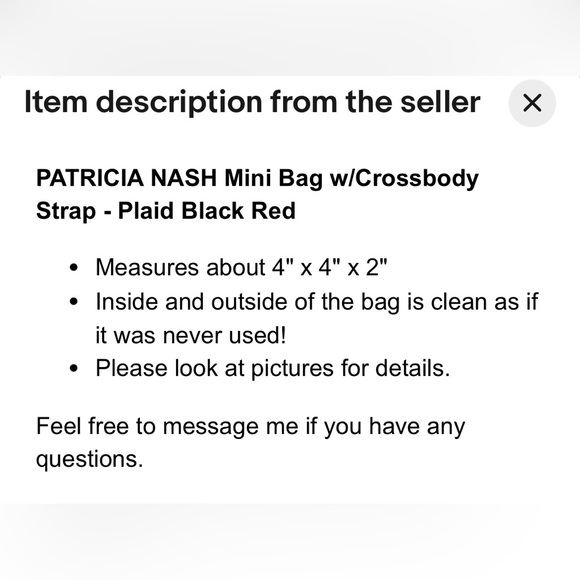 PATRICIA NASH Tartan Beet Mini Bag Crossbody Strap NWT - Picture 10 of 10